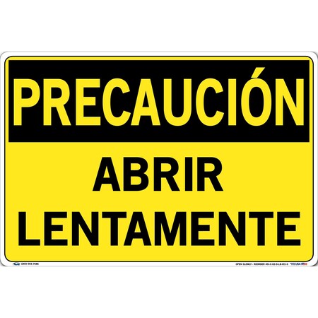 Vestil Vinyl Label Sign, 12-1/2" Height, 18-1/2" Width, Vinyl Label, Rectangle, Spanish SI-C-02-D-LB-011-S